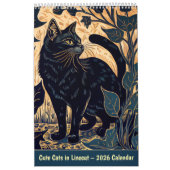 Cute Cats in Linocut – 2026 Calendar Kalender (Hoes)