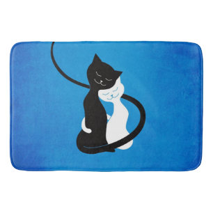 Cute Cats in Love Blue Cat Lover Badmat