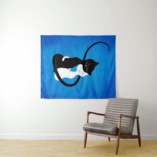 Cute Cats in Love Blue Cat Lover Wandkleed (In Situ (horizontaal))