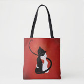 Cute Cats in Love Red Cat Lover Tote Bag (Voorkant)