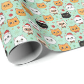 Cute Cats in Santa Hats Fun Christmas Cadeaupapier (Rol Hoek)