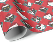 Cute Cats in Santa Hats Kerstfeestdag Cadeaupapier (Rol Hoek)