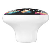 Cute Cats in Space Knob. Keramische Knop (Zijkant)