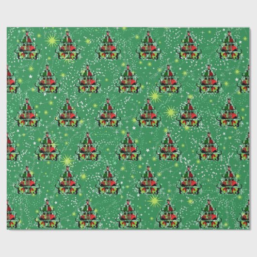 Cute Cats in Sweaters van kerstboom Cadeaupapier (Vlak)