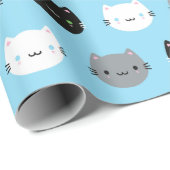 Cute Cats & Kawaii Kittens (blauw) Cadeaupapier (Rol Hoek)