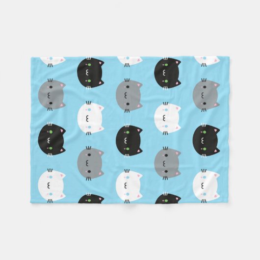 Cute Cats & Kawaii Kittens (blauw) Fleece Deken (Voorkant (Horizontaal))