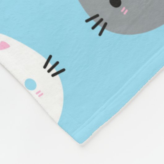 Cute Cats & Kawaii Kittens (blauw) Fleece Deken (Hoek)