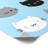 Cute Cats & Kawaii Kittens (blauw) Poster (Hoek)