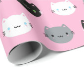 Cute Cats & Kawaii Kittens (roze) Cadeaupapier (Rol Hoek)