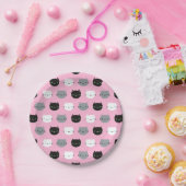Cute Cats & Kawaii Kittens (roze) Papieren Bordje (Feest)