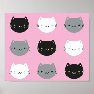Cute Cats & Kawaii Kittens (roze) Poster