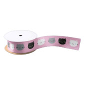Cute Cats & Kawaii Kittens (roze) Satijnen Lint (Spoel)