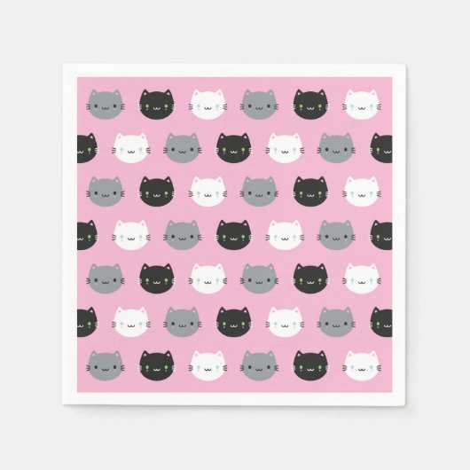 Cute Cats & Kawaii Kittens (roze) Servet (Voorkant)