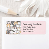 Cute Cats Kawaii Pastel Pink Return Address Etiket (Insitu)
