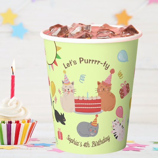 Cute Cats Kid's Birthday Party Papieren Bekers