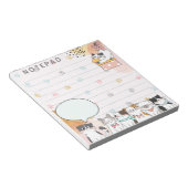 Cute Cats Kitten met Pauw Print Pink Background Notitieblok (Schuin)