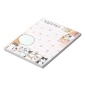 Cute Cats Kitten met Pauw Print Pink Background Notitieblok (Linkerzijde)