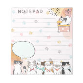 Cute Cats Kitten met Pauw Print Pink Background Notitieblok (Voorkant)