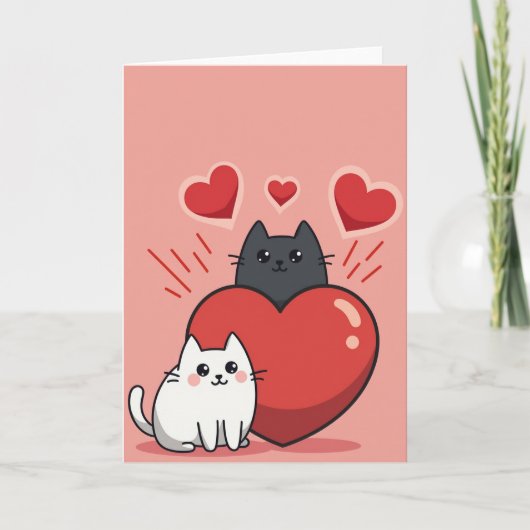 Cute Cats Love Heart Card Kaart (Voorkant)