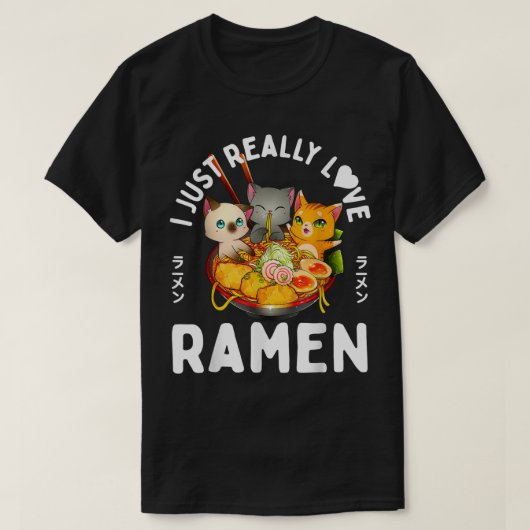 Cute Cats Love Ramen Bowl Design T-shirt (Design voorkant)