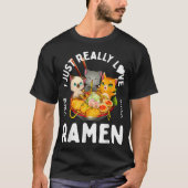 Cute Cats Love Ramen Bowl Design T-shirt (Voorkant)