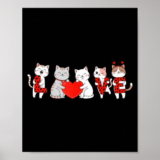 Cute Cats Love Valentine Design For Men Women Kids Poster (Voorkant)
