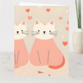Cute Cats Love Valentine Hearts Pattern Coral Pink Kaart (Achterkant)
