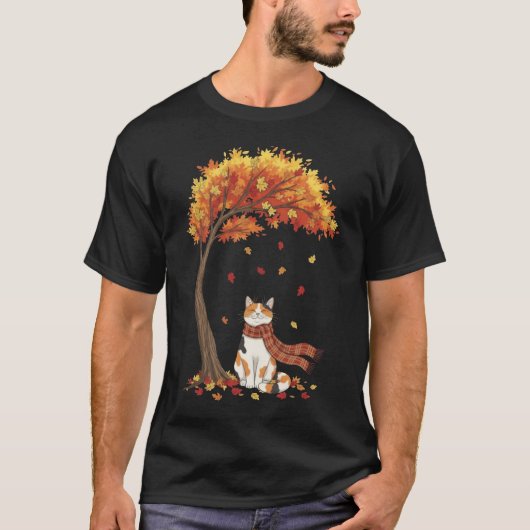 Cute Cats Lover Calico Cat Fall Autumn T-shirt (Voorkant)