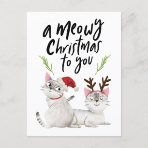 Cute Cats Meowy Kerstmis voor jou Feestdagenkaart