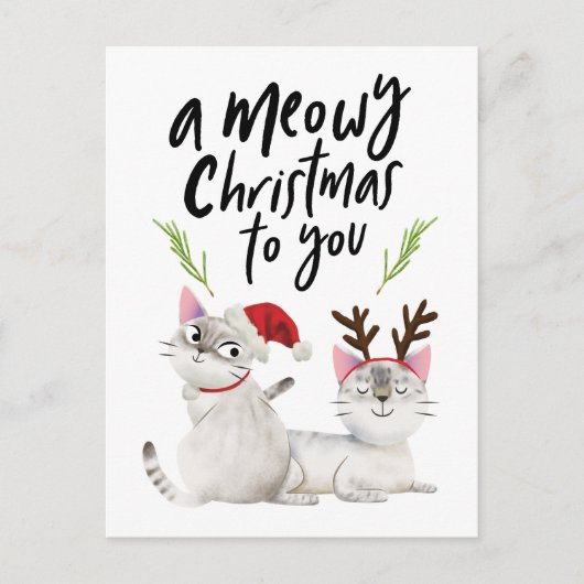 Cute Cats Meowy Kerstmis voor jou Feestdagenkaart (Voorkant)