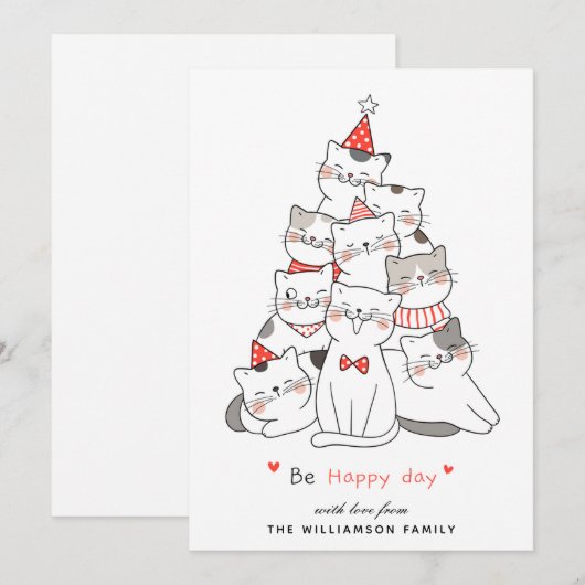 Cute Cats Merry-kerstkaart Feestdagenkaart (Voorkant / Achterkant)