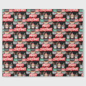 Cute Cats Merry Kerstmis Cadeaupapier (Vlak)