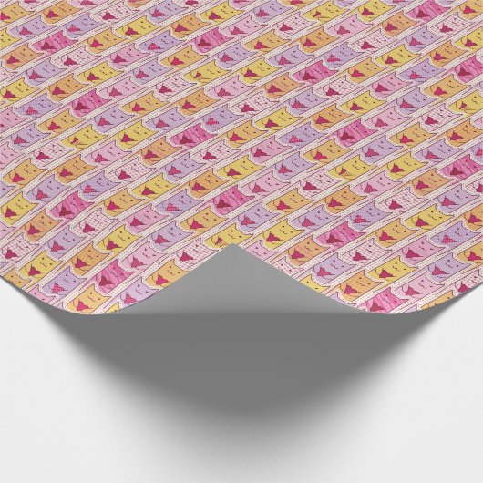 Cute Cats met liefhebbende harten Cadeaupapier (Hoek)