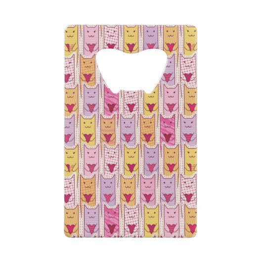 Cute Cats met liefhebbende harten Creditkaart Flessenopener (Voorkant)
