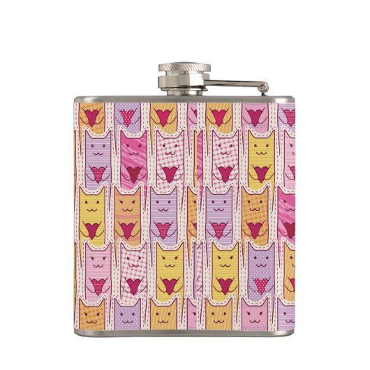 Cute Cats met liefhebbende harten Heupfles (Achterkant)