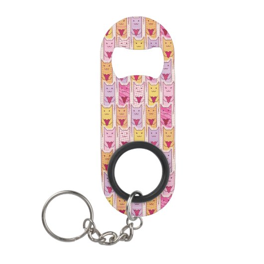 Cute Cats met liefhebbende harten Mini Flessenopener (Voorkant)