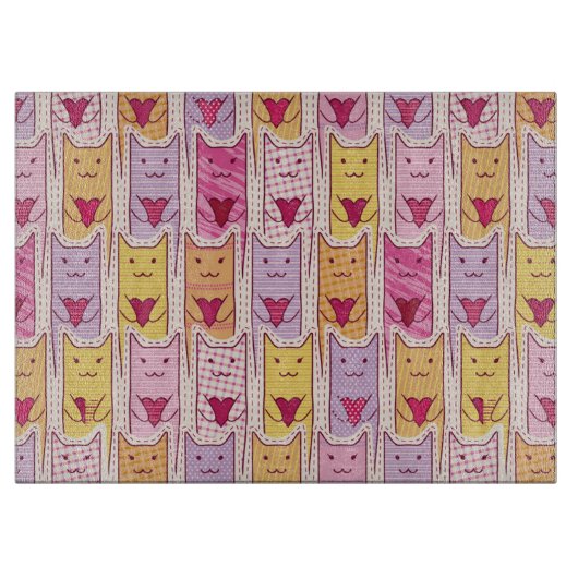 Cute Cats met liefhebbende harten Snijplank (Voorkant)