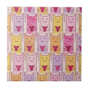 Cute Cats met liefhebbende harten Tegeltje