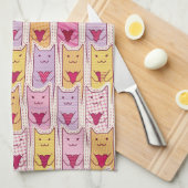 Cute Cats met liefhebbende harten Theedoek (Quarter Fold)