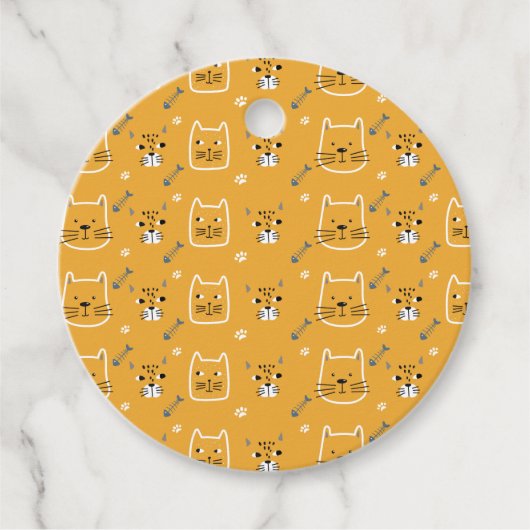 Cute Cats Modern Patroon Bedankjes Labels (Voorkant)