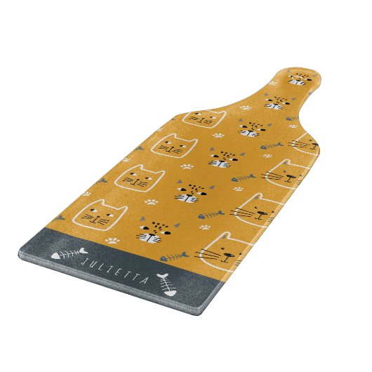 Cute Cats Modern Pattern Personalized Snijplank (Hoek)