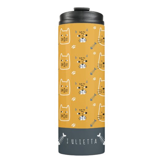 Cute Cats Modern Pattern Personalized Thermosbeker (Voorkant)