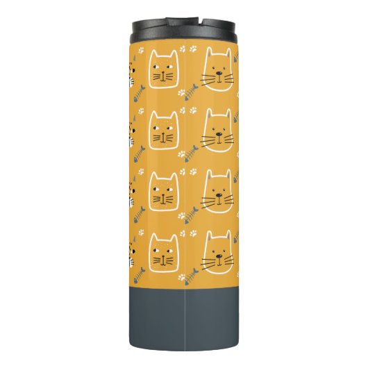 Cute Cats Modern Pattern Personalized Thermosbeker (Achterkant)