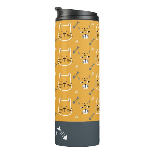 Cute Cats Modern Pattern Personalized Thermosbeker (Geroteerd rechts)