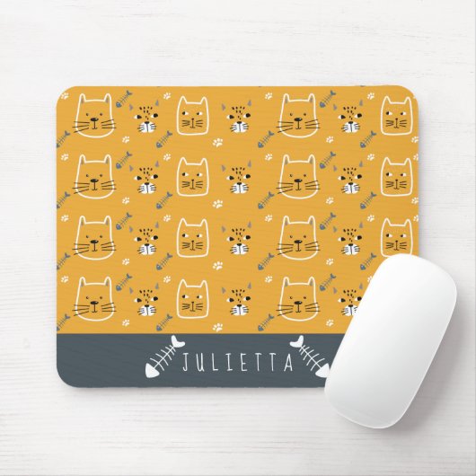 Cute Cats Modern Personalized Patroon Muismat (Met muis)