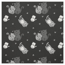 Cute Cats on Black Cheeky Witch® Cat Lovers Stof