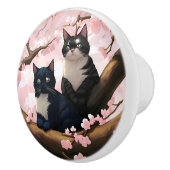Cute Cats on the Cherry Blossom Tree Keramische Knop (Rechts)
