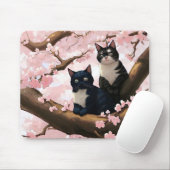 Cute Cats on the Cherry Blossom Tree Muismat (Met muis)
