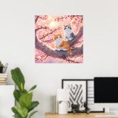 Cute Cats on the Cherry Blossom Tree Poster (Thuiskantoor)