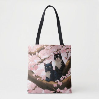 Cute Cats on the Cherry Blossom Tree Tote Bag